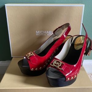 Slingback Red Michael Kors Wedges - Like New!